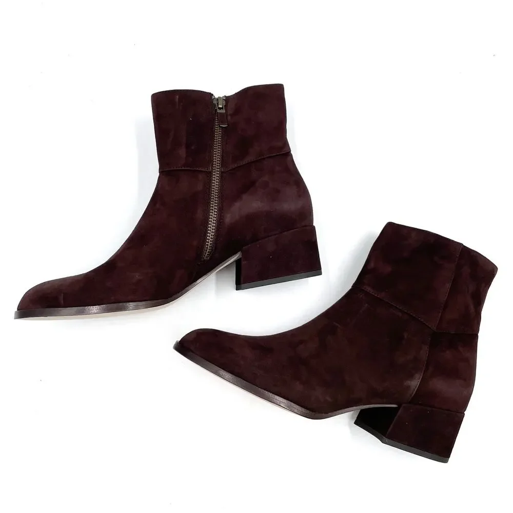 Eileen Fisher Anja Boots Chocolate Brown Suede Block Heel Ankle Sz‎ 10 - Picture 6 of 10